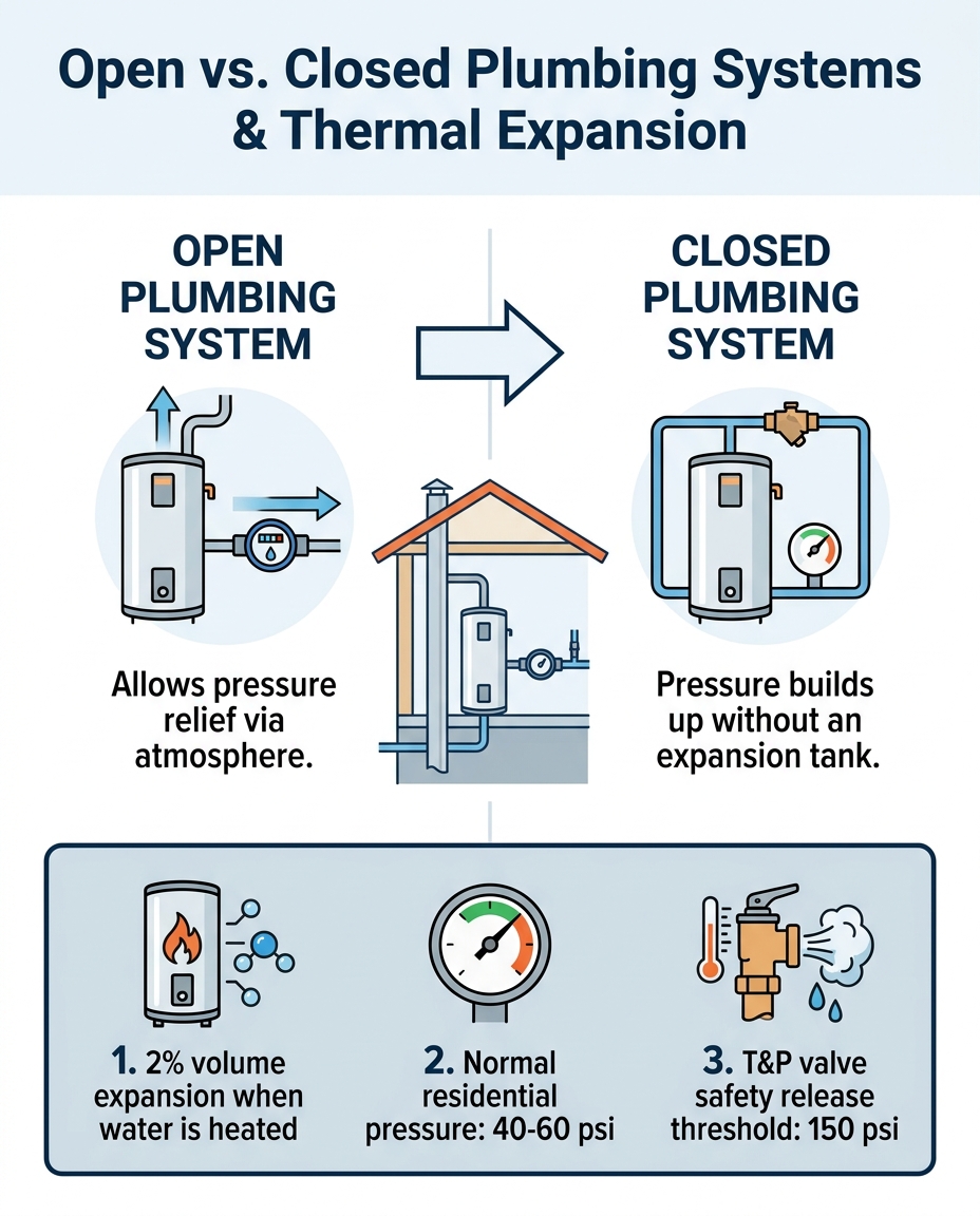 Open vs. Closed Plumbing Systems & Thermal Expansion