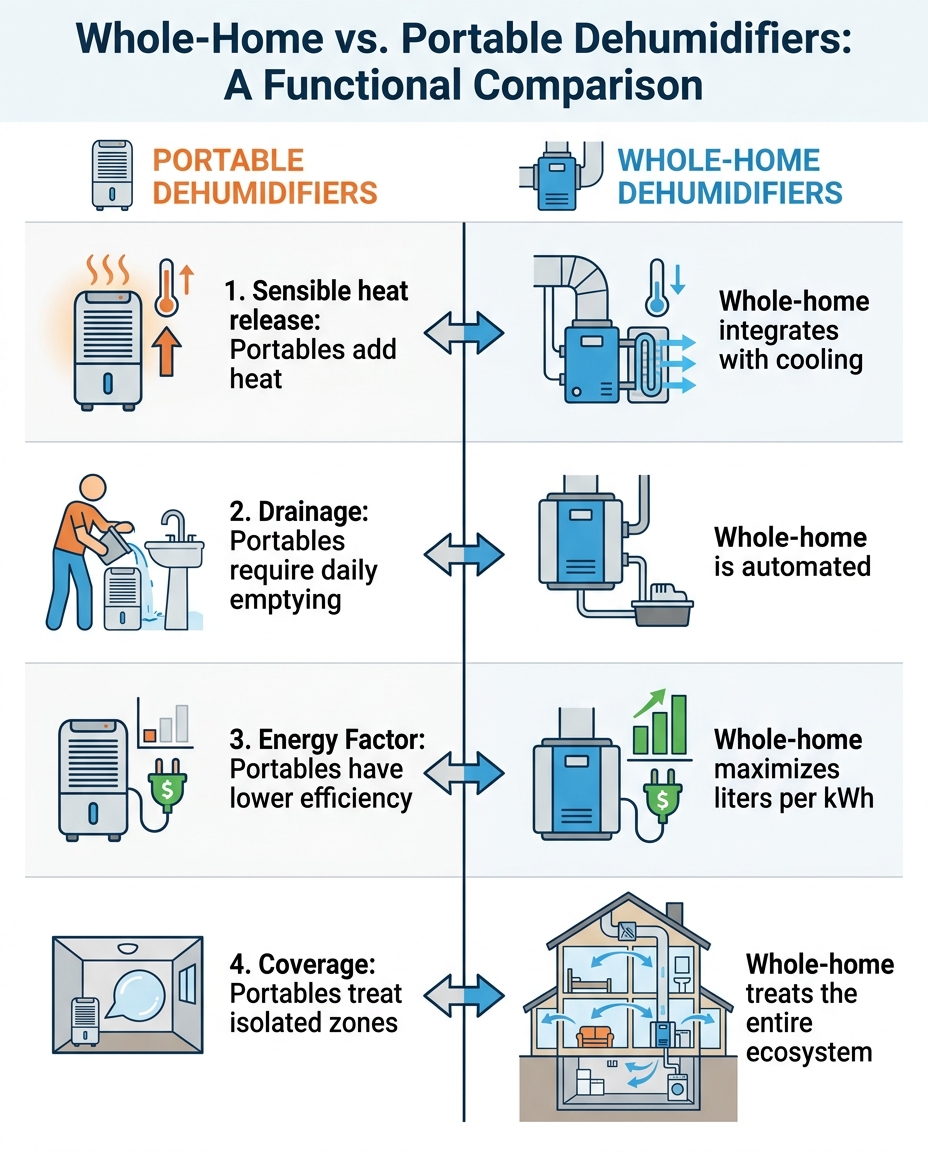 Whole-Home vs. Portable Dehumidifiers: A Functional Comparison