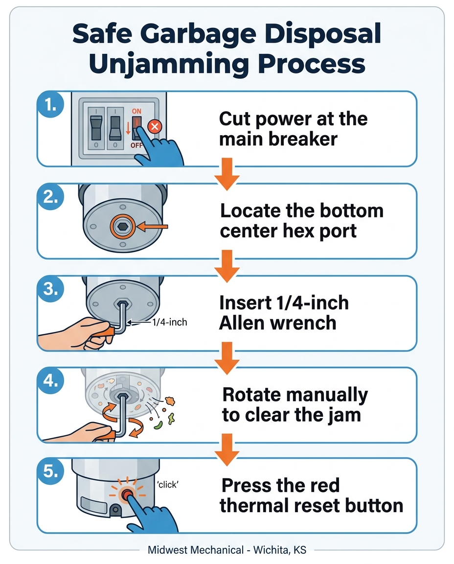 Safe Garbage Disposal Unjamming Process