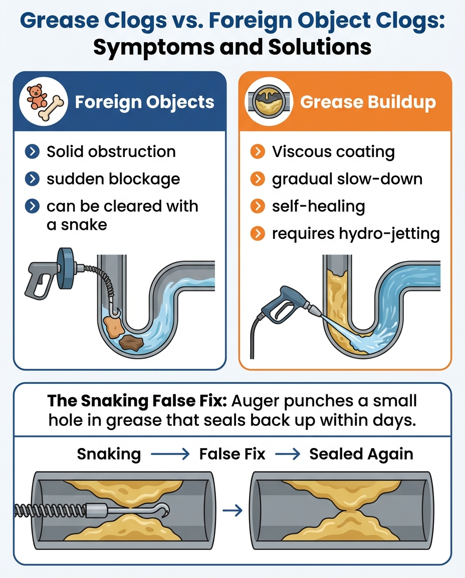 Grease Clogs vs. Foreign Object Clogs: Symptoms and Solutions