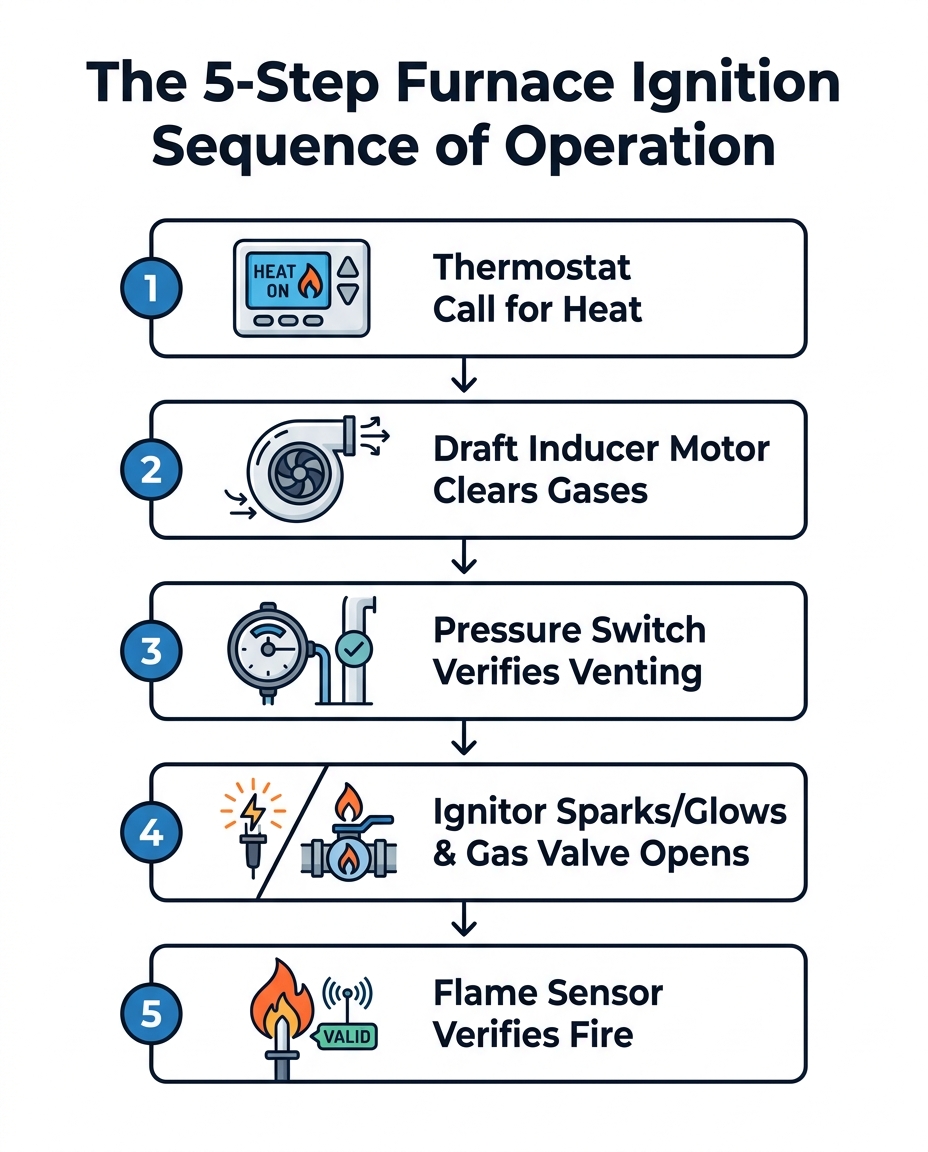 The 5-Step Furnace Ignition Sequence of Operation