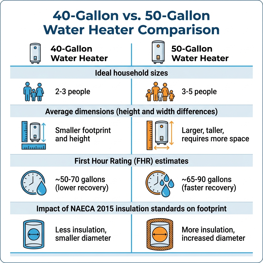 40-Gallon vs. 50-Gallon Water Heater Comparison