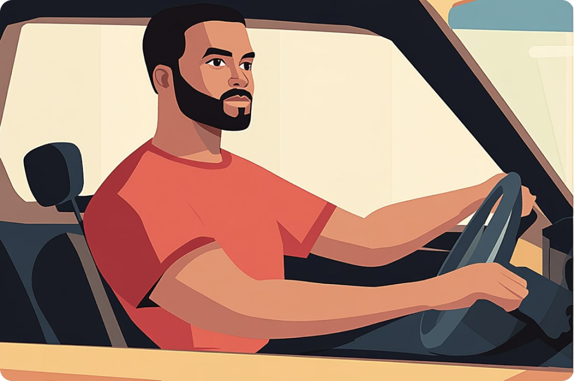A man driving a car