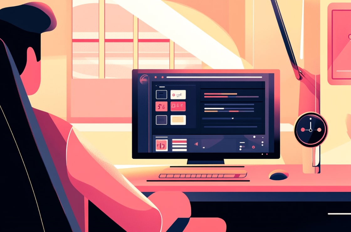 Man sitting in front of a computer screen