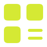 Four square icons with gradient teal and purple colors; two plain squares and two with horizontal line patterns.