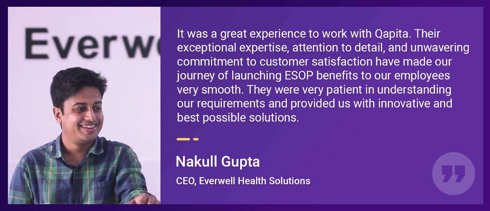 Client testimonial about Qapita's services 