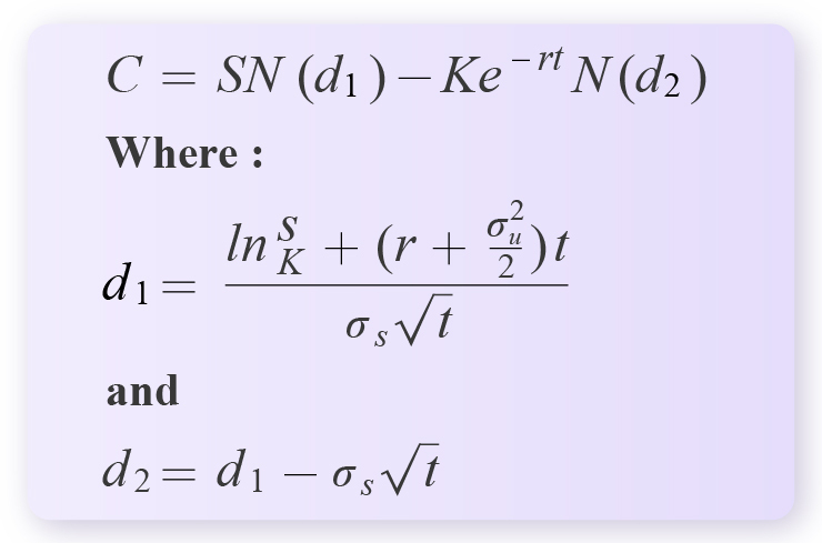 Formula for the  Black Scholes Model 