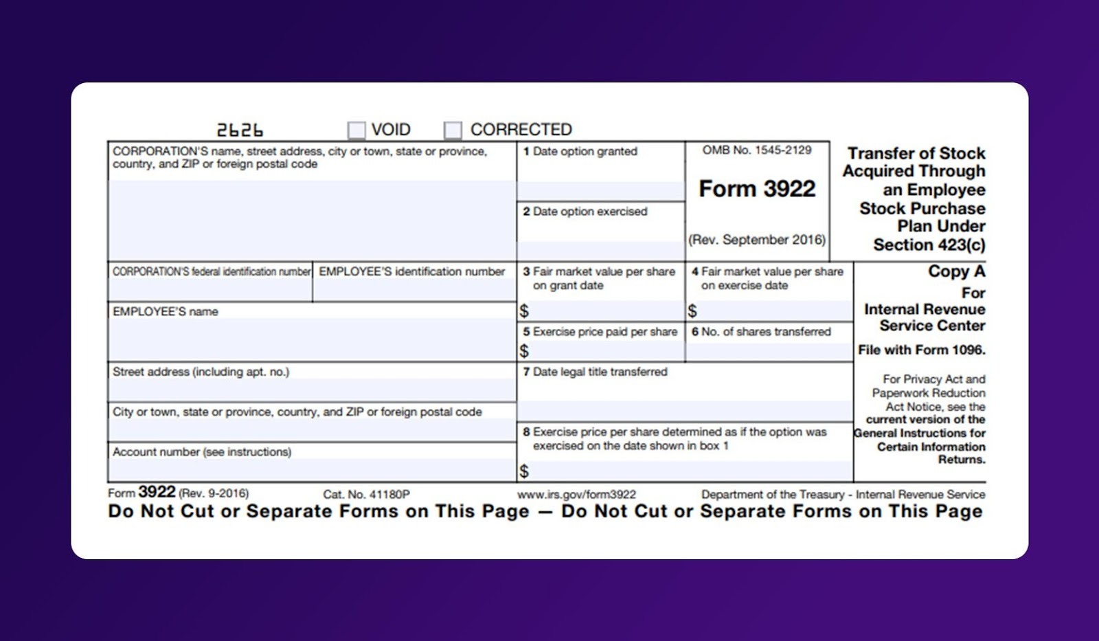 Screenshot Form 3922