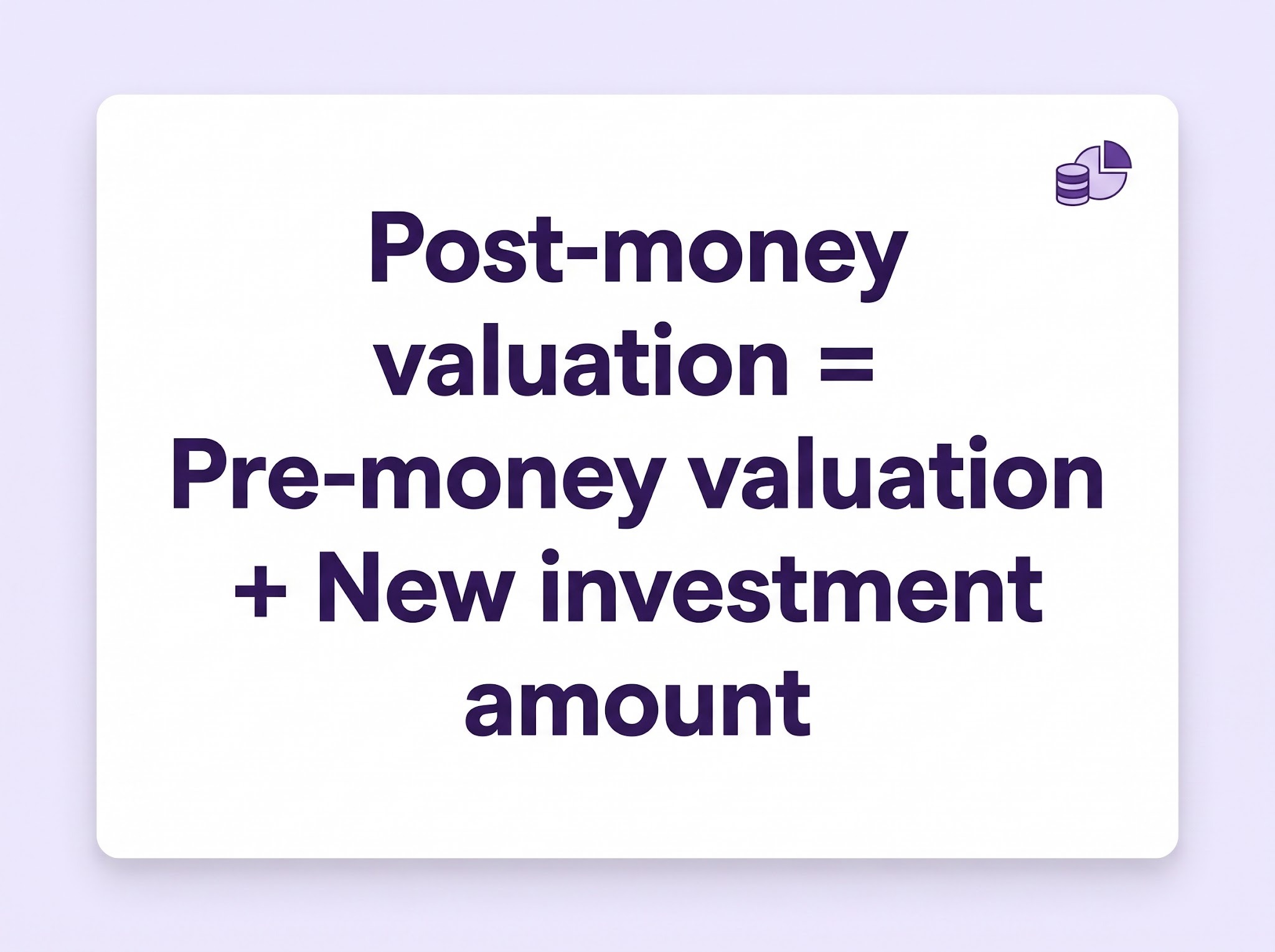 Formula showing post-money valuation calculation.
