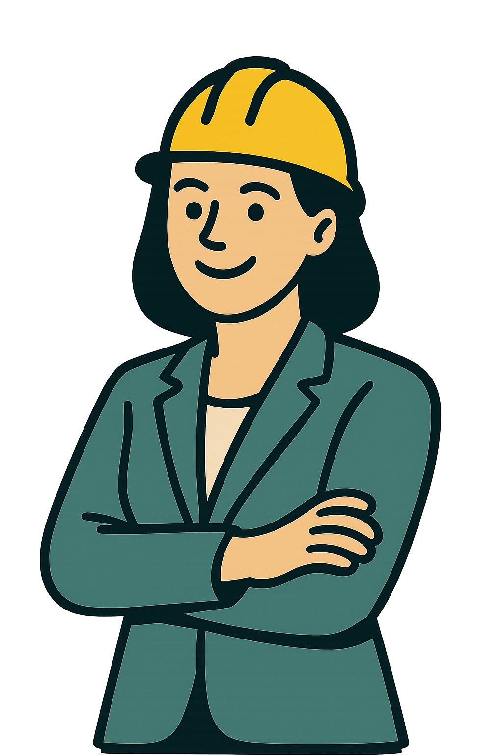cartoon image of female construction worker in a suit