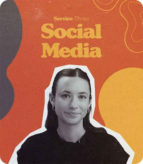 Service Three Card - Social Media with a photo of a Kitto team member surrounded by Kitto branding