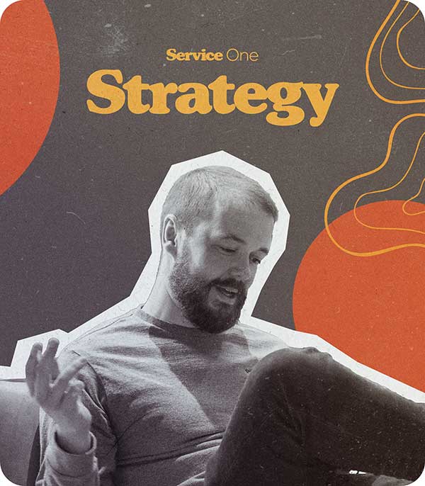 Service One Card - Strategy with a photo of a Kitto team member surrounded by Kitto branding