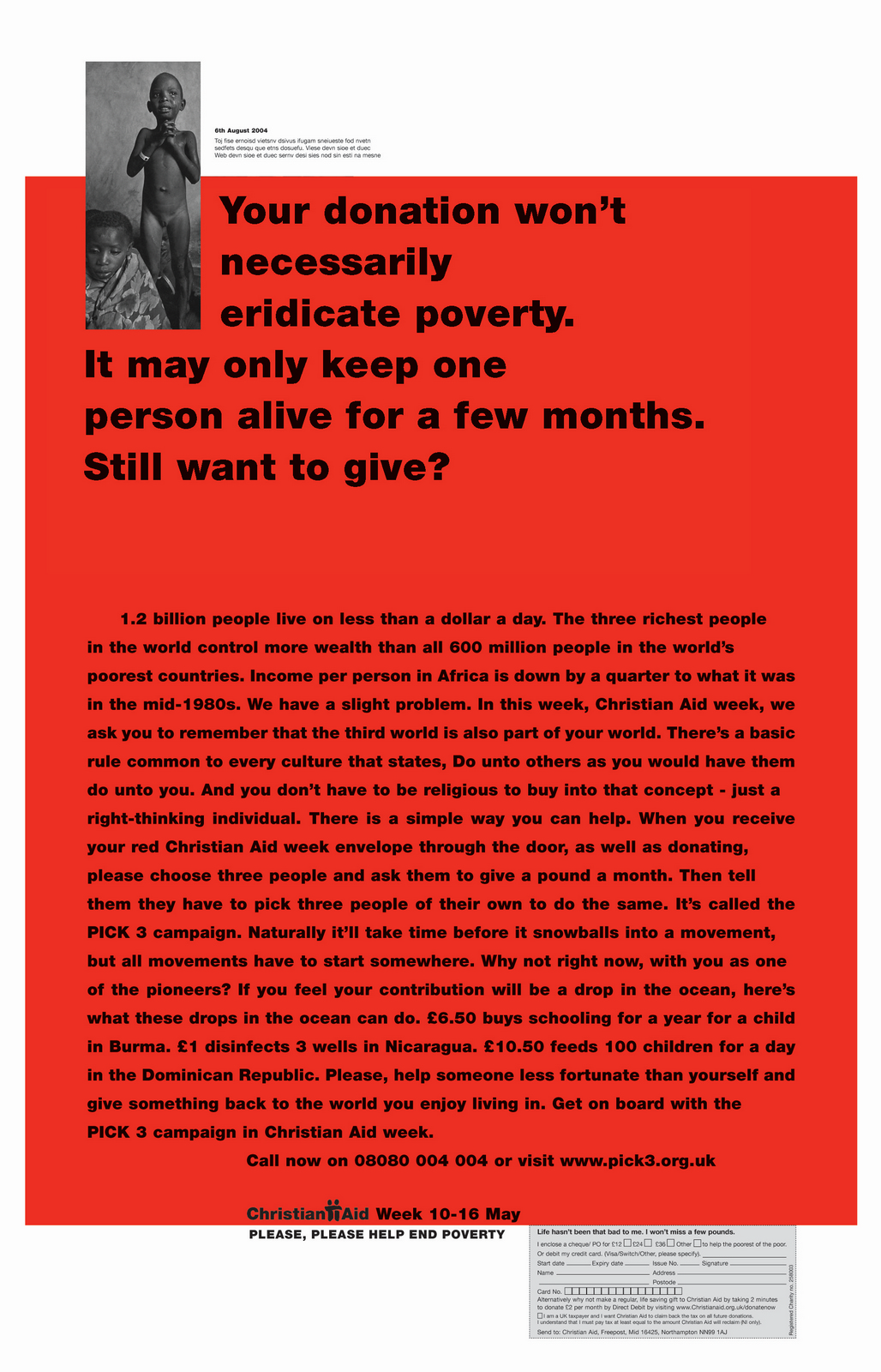 Christian Aid, RED, 'Your Donation won't', CDD-01.jpg