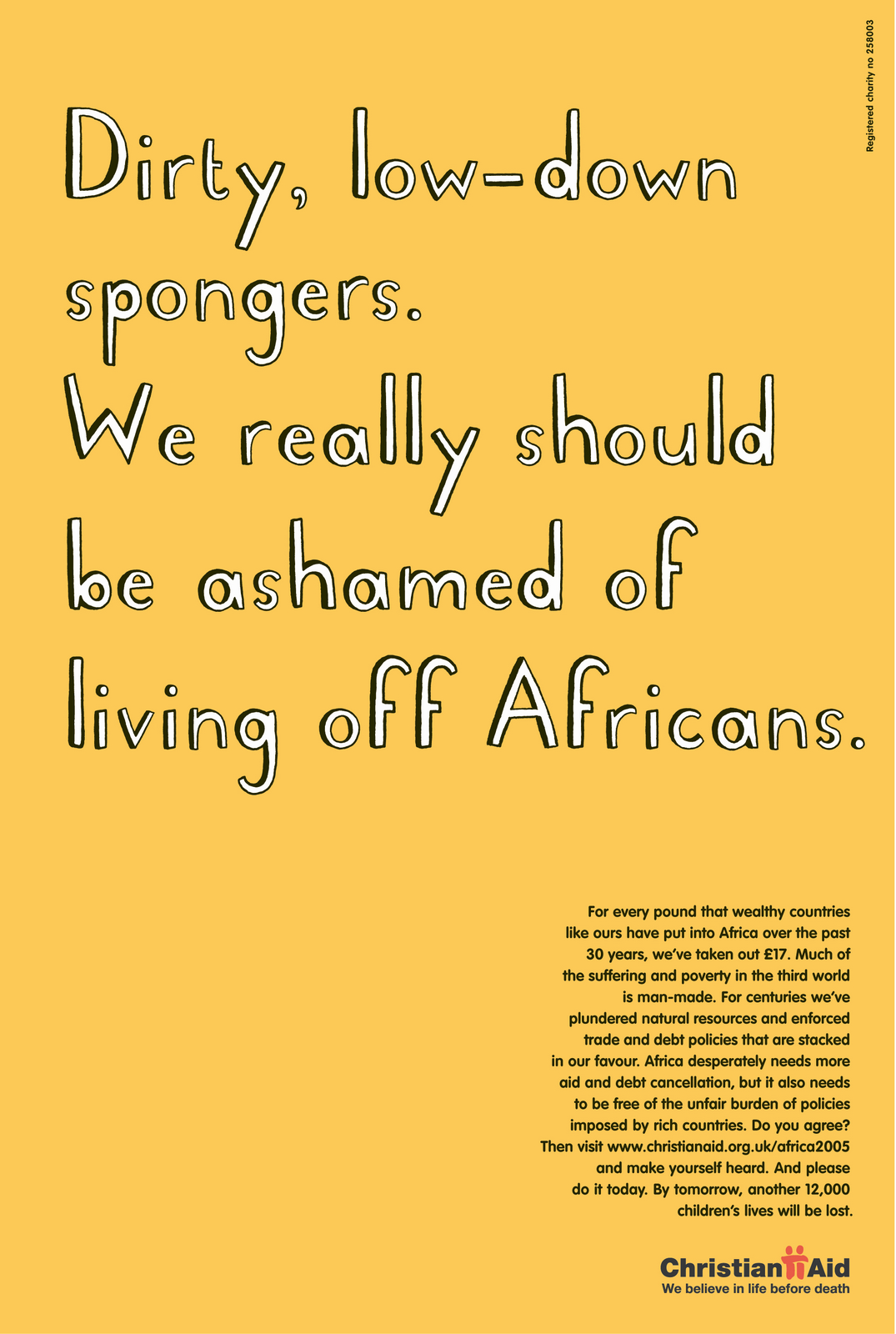 Christian Aid, 'Spongers'. CDD