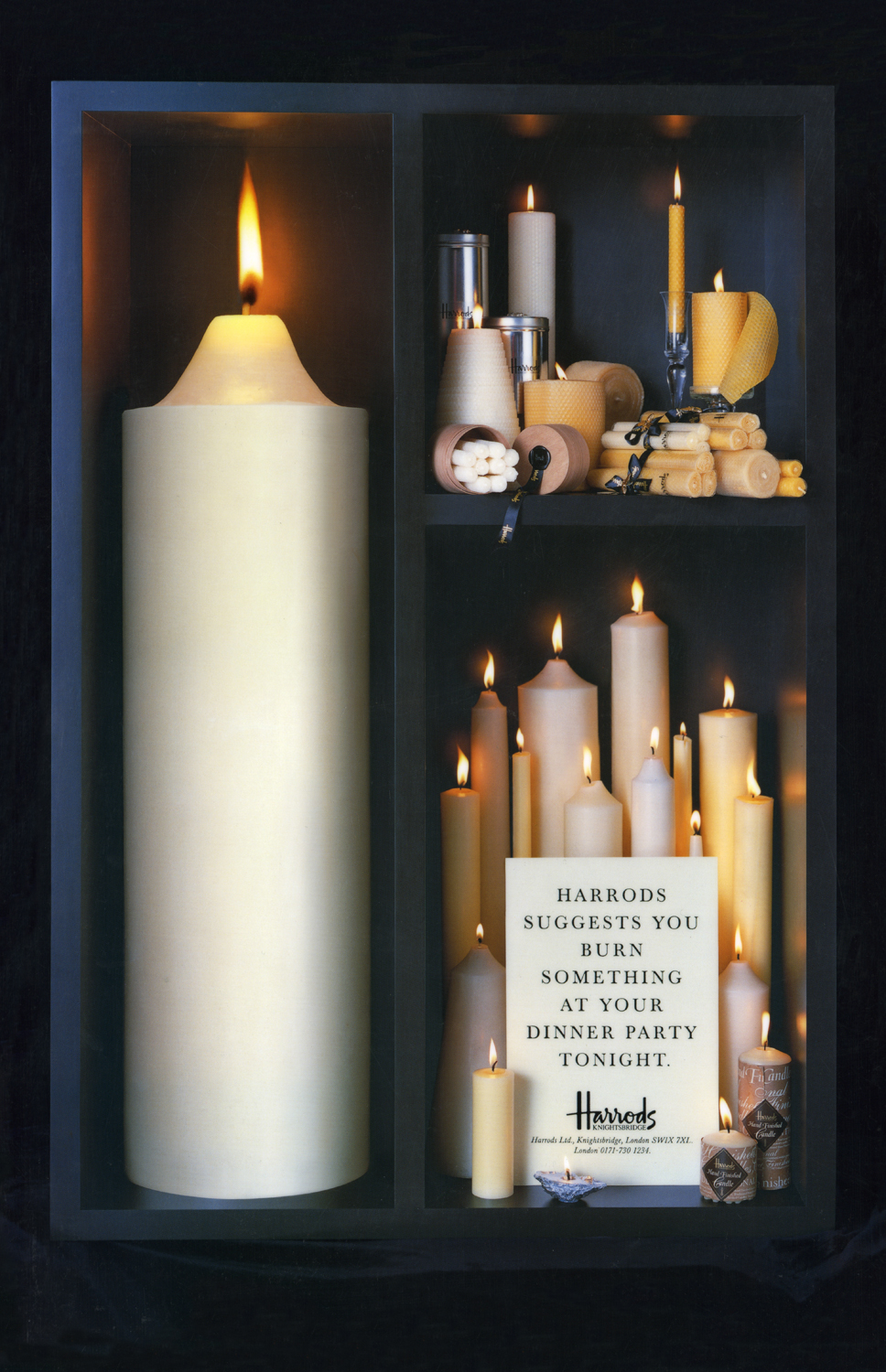 Burn Something at your dinner party_Harrods Press Ad
