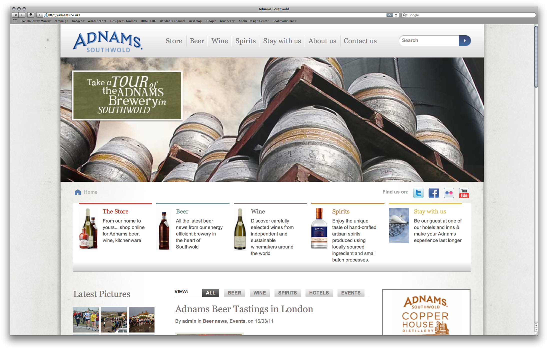 Adnams webpage