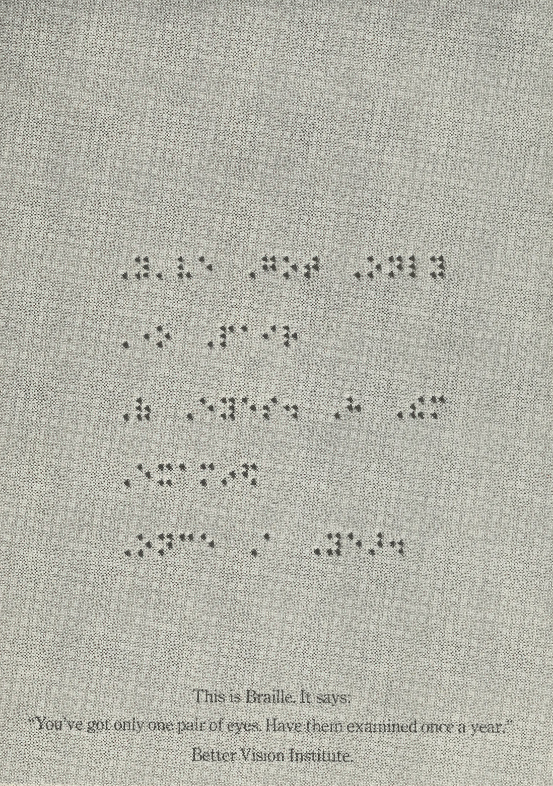 Better Vision Institute 'Braille' Len Sirowitz, DDB-01