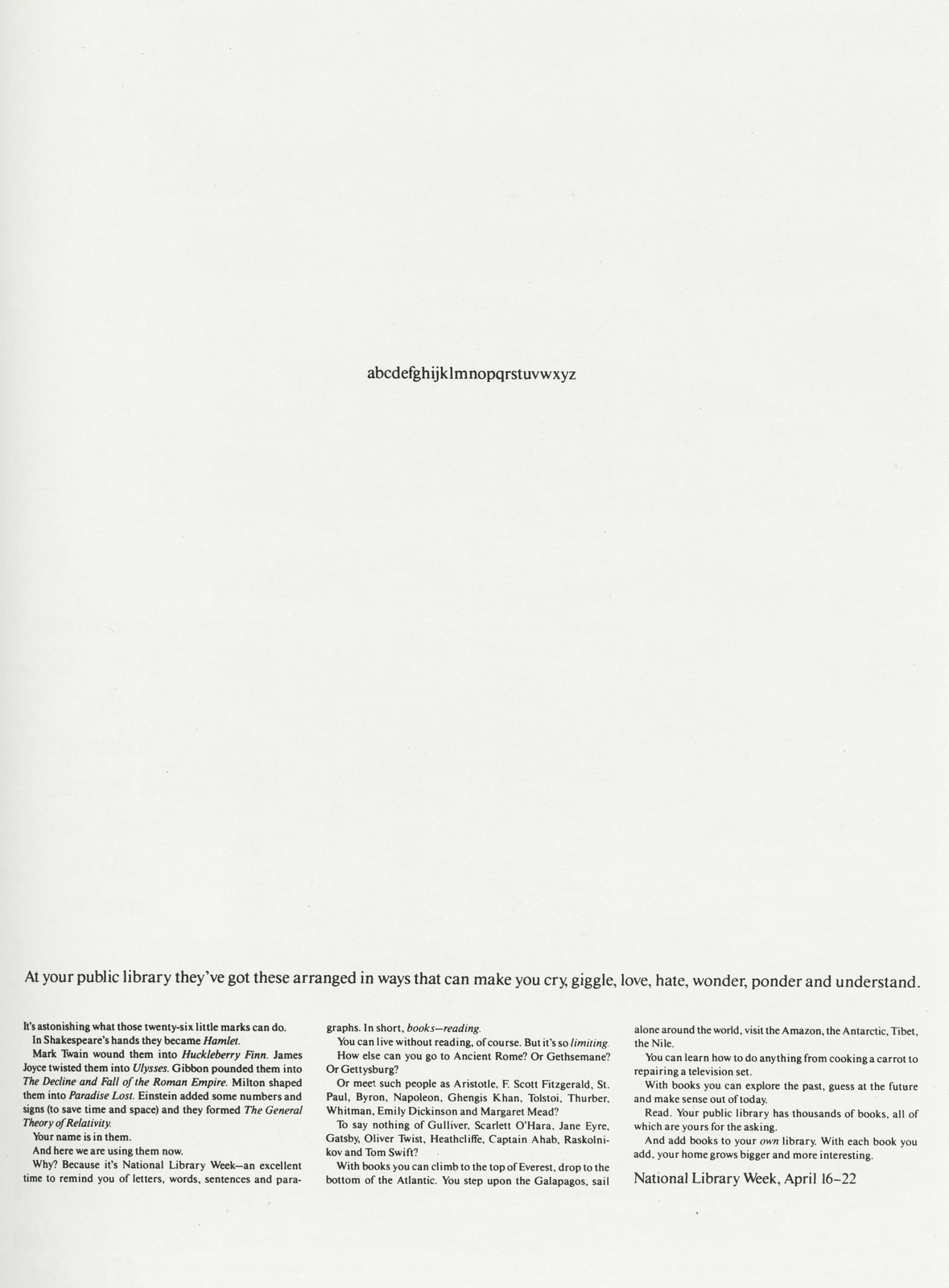 National Library Week 'Alphabet', Piccarillo, DDB NY*