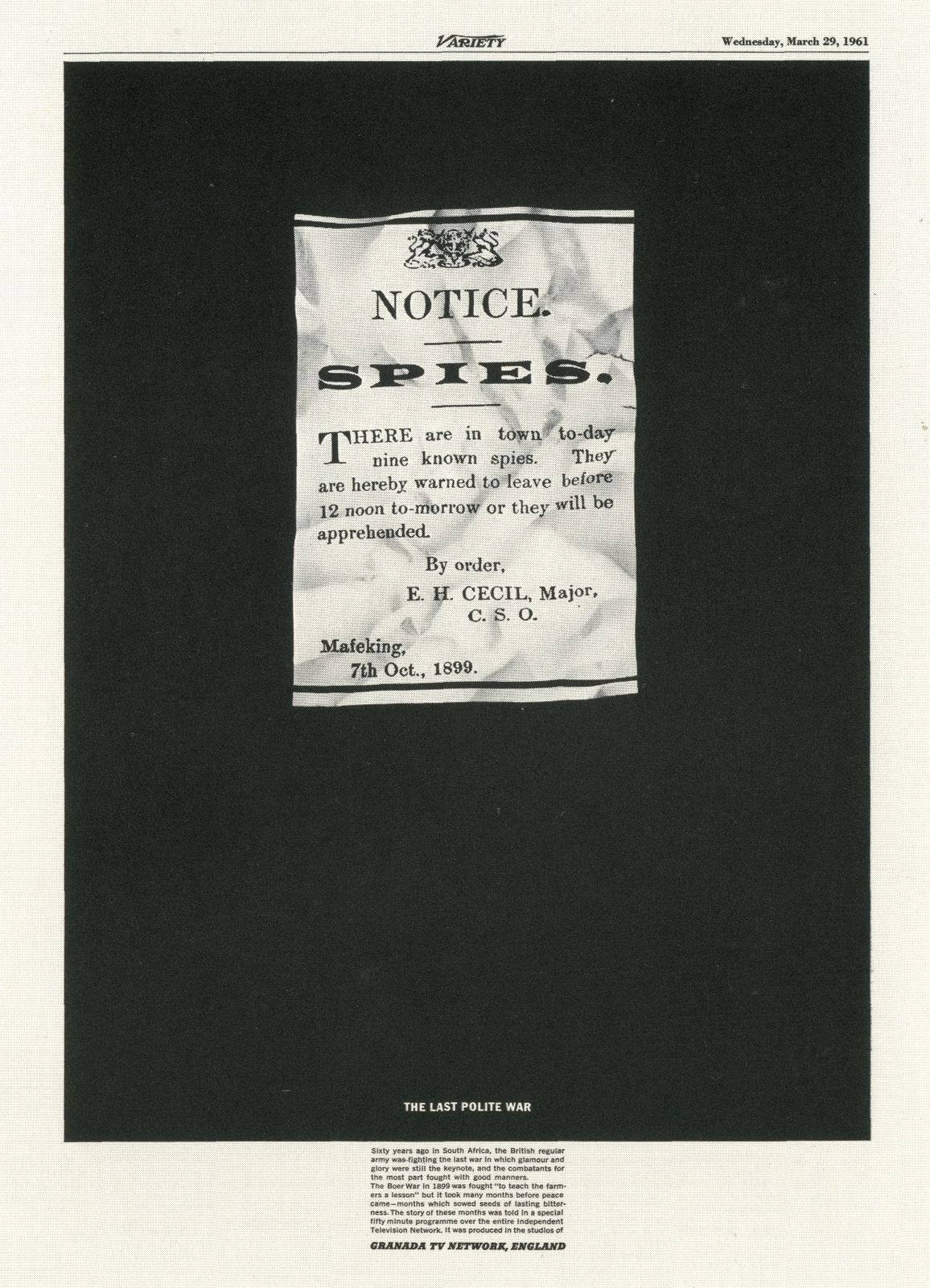 PKL, The First Year, Granada TV 'Spies'-01