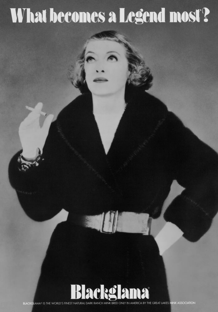 Blackgamma ad,1968, bette davis