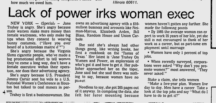 Jane Trahey Article, %22angry article'