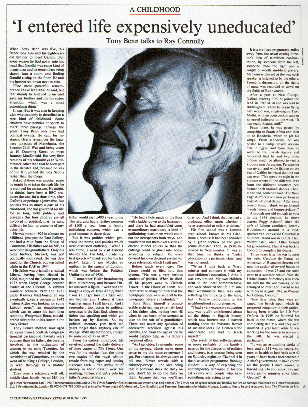 Brian Griffi, The Times 'Tony Benn'