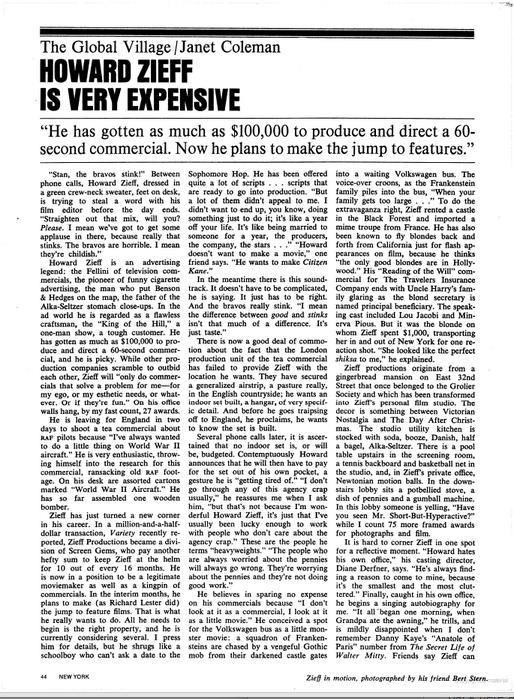 Howard Zieff, Life Article - 1