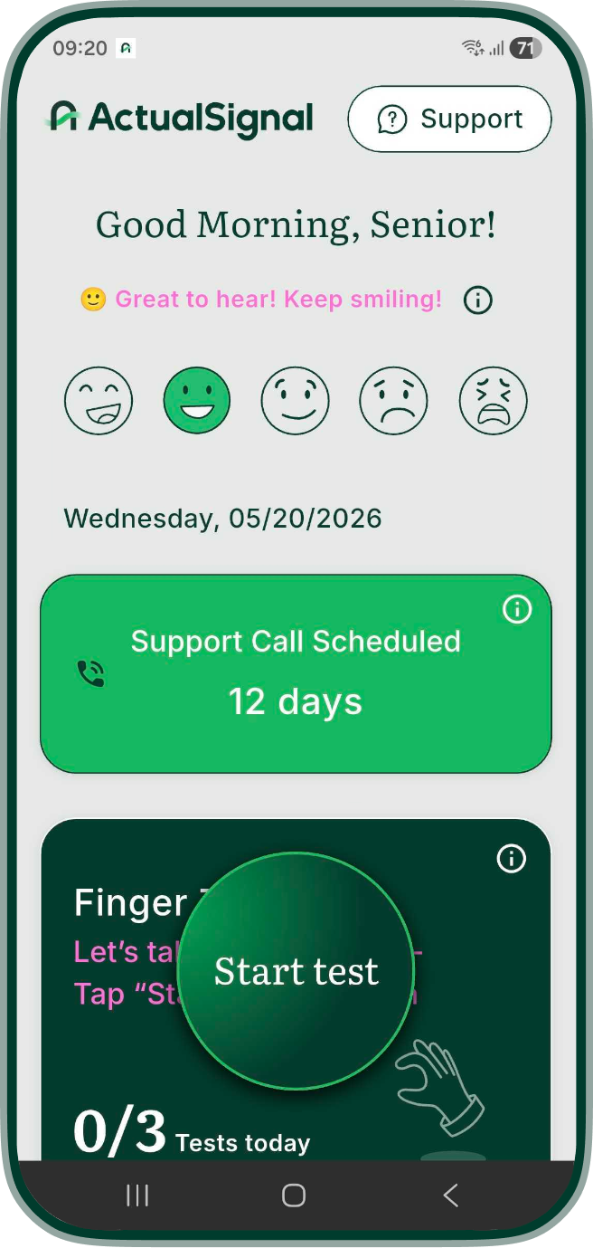 A screen shot of a phone with the text, great job you finished the test.