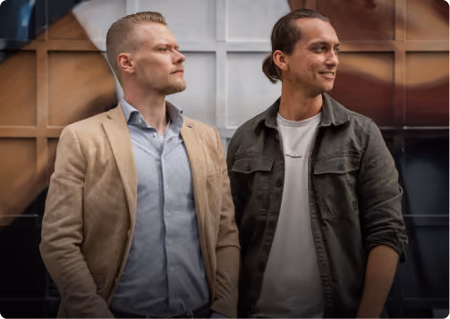 Nick and Robin, the founders of Digitalmakers, in their office