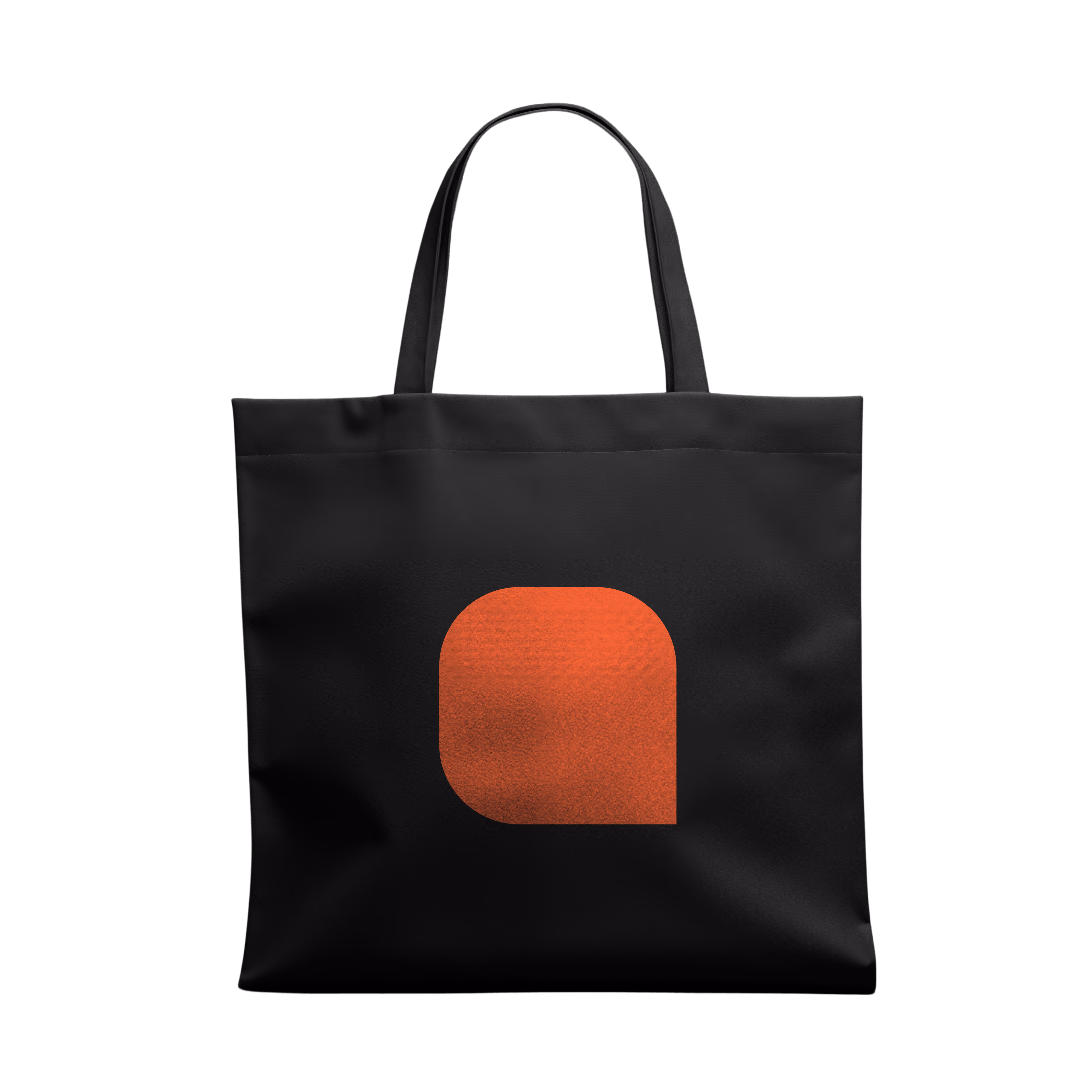 Black nrds tote bag with the orange brand mark