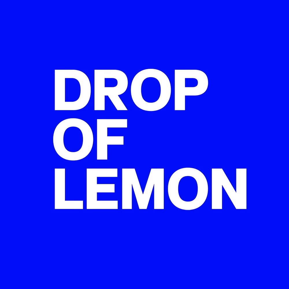 Drop of Lemon logo in white on a blue background