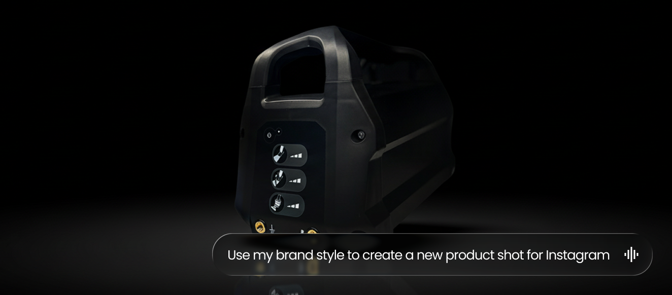 A prompt asking AI to create a new product shot for Instagram in the brand style