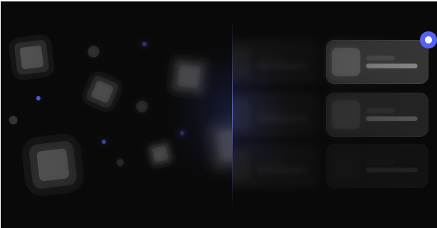 Abstract dark interface panels floating against a night sky, representing brand and market research