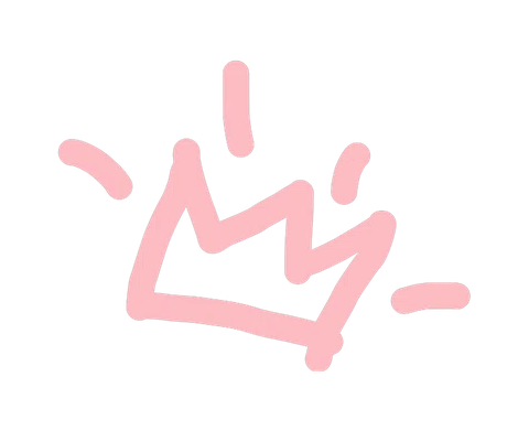 The hand-drawn pink crown, wiggling between three drawings