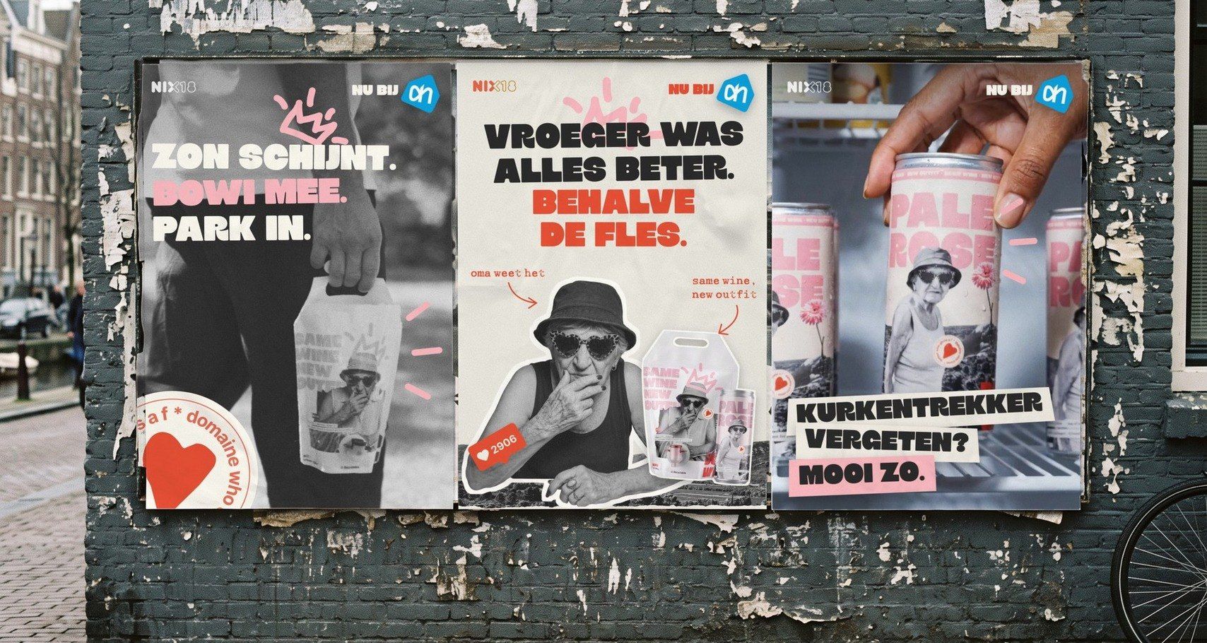 Bowi posters pasted on a brick wall