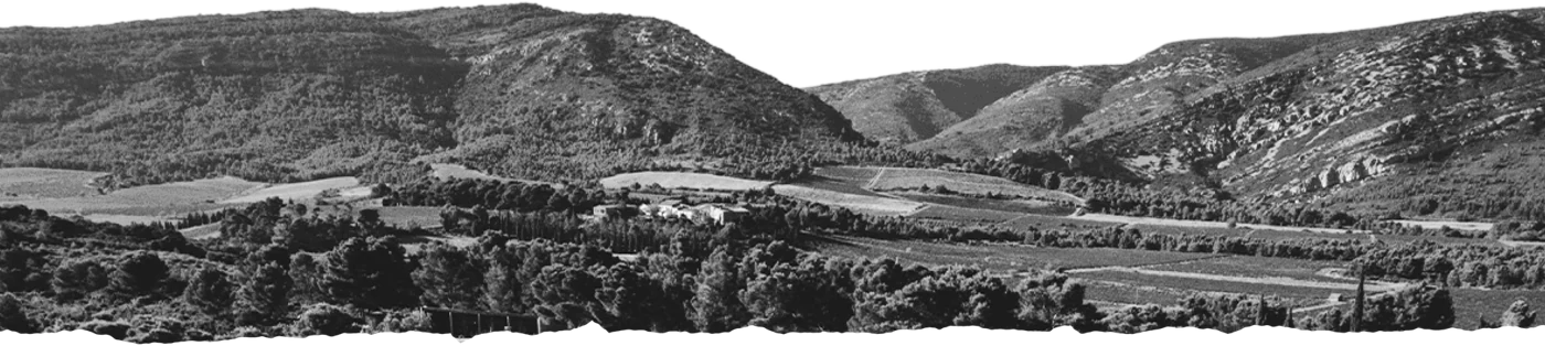 Torn black and white strip of the hills in the south of France