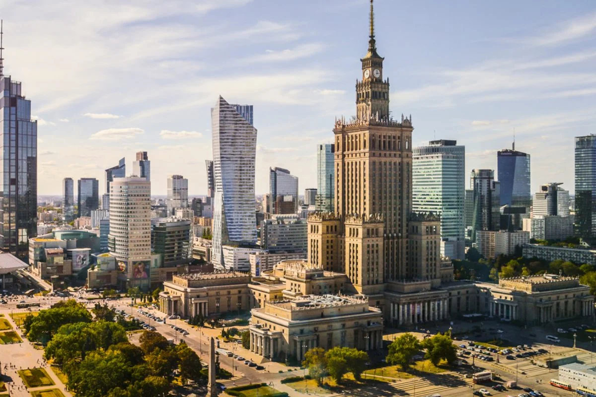 The centre of Warsaw with the Palace of Culture and Science