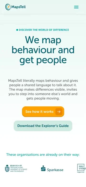 The MapsTell homepage on a phone