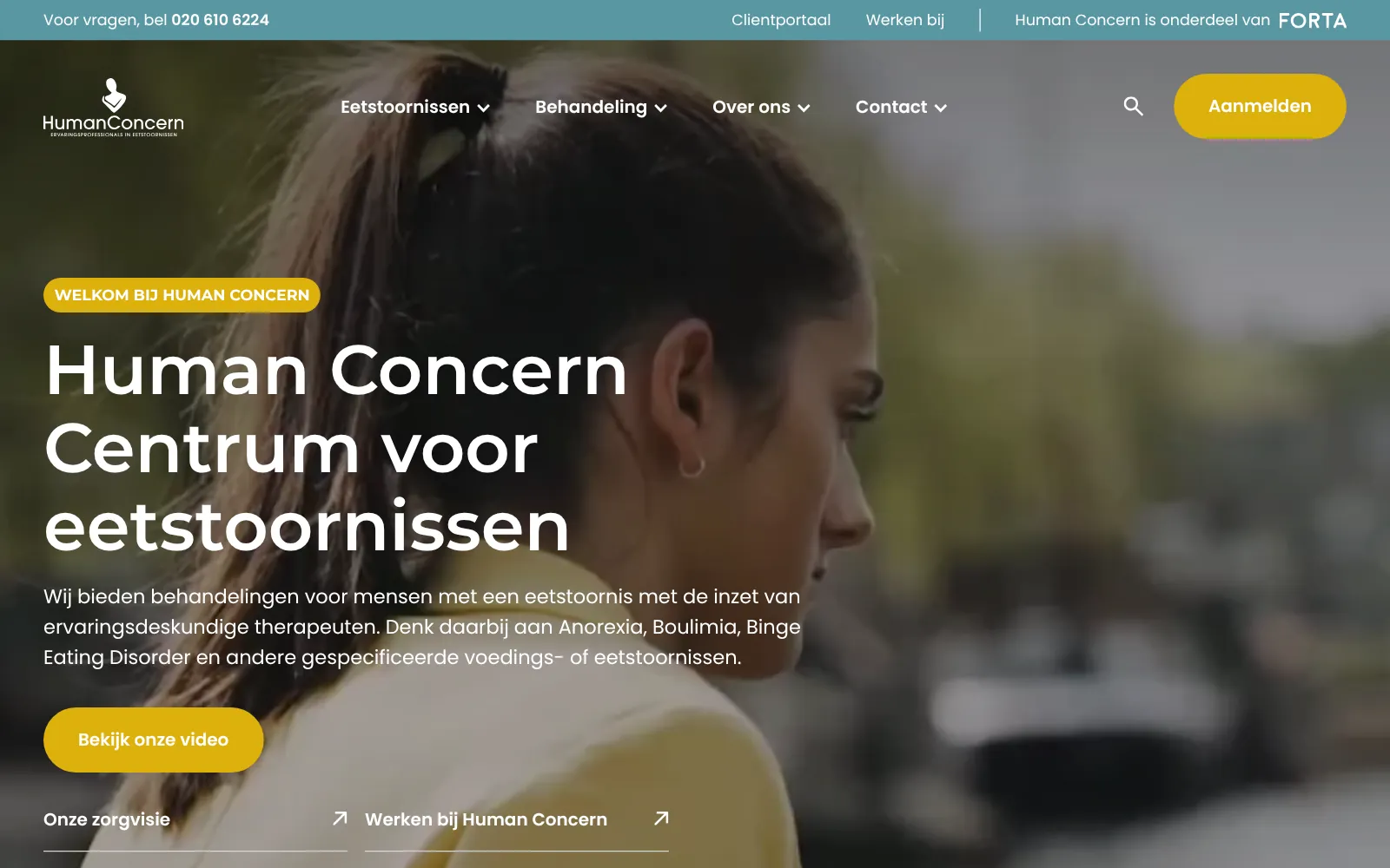 Human Concern website on the Forta framework