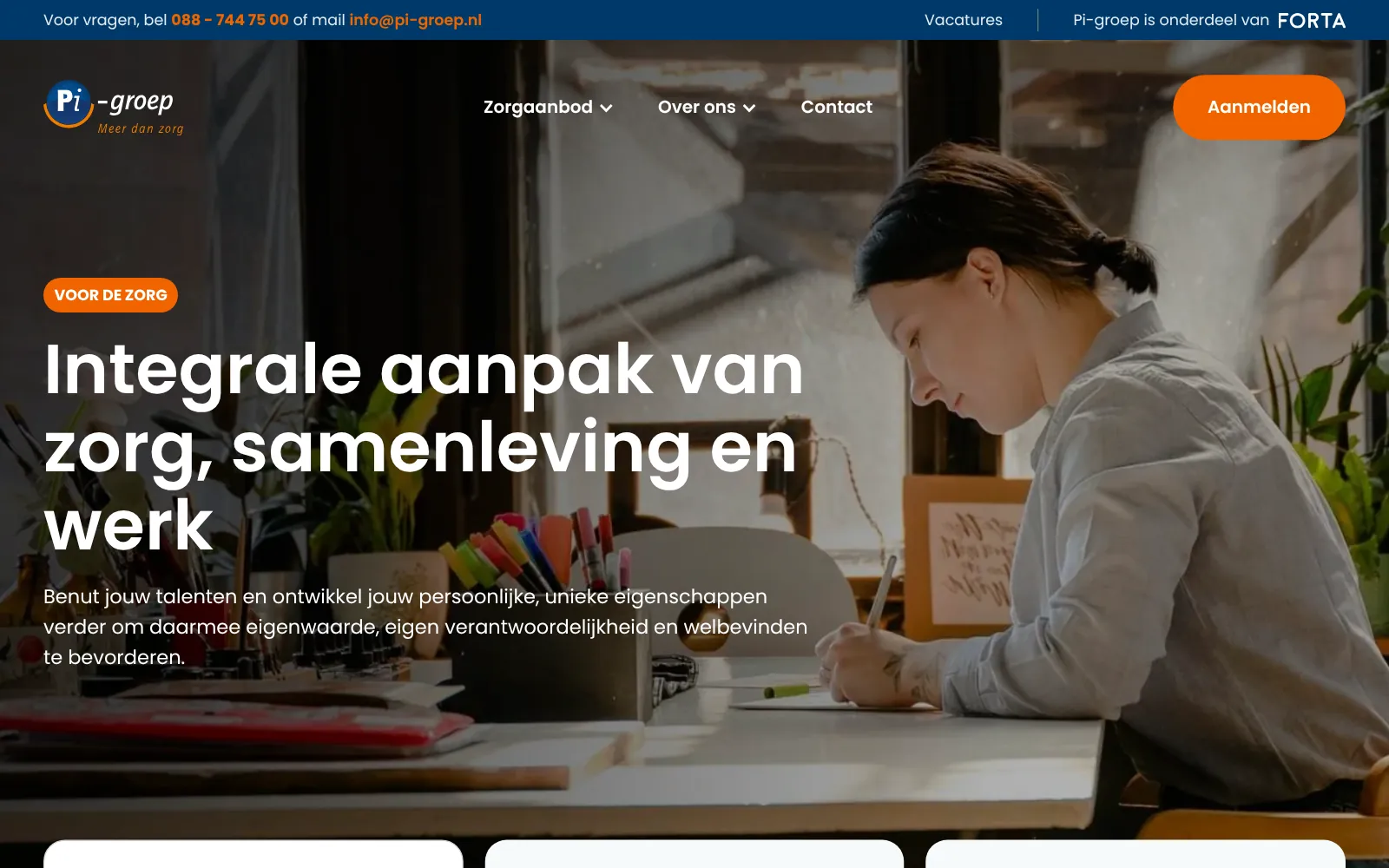 Pi-Groep website on the Forta framework