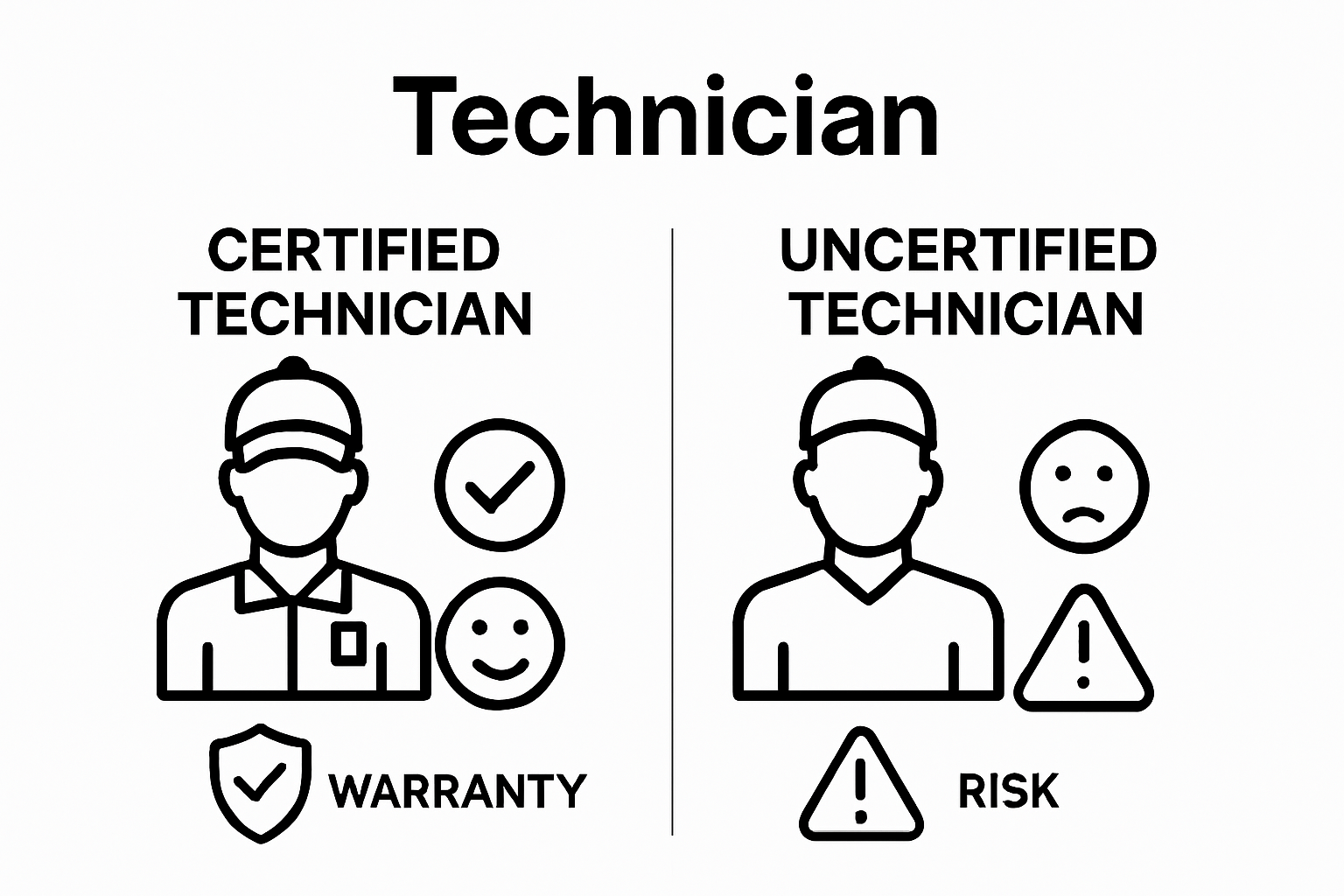 Side-by-side certified versus uncertified appliance repair visual