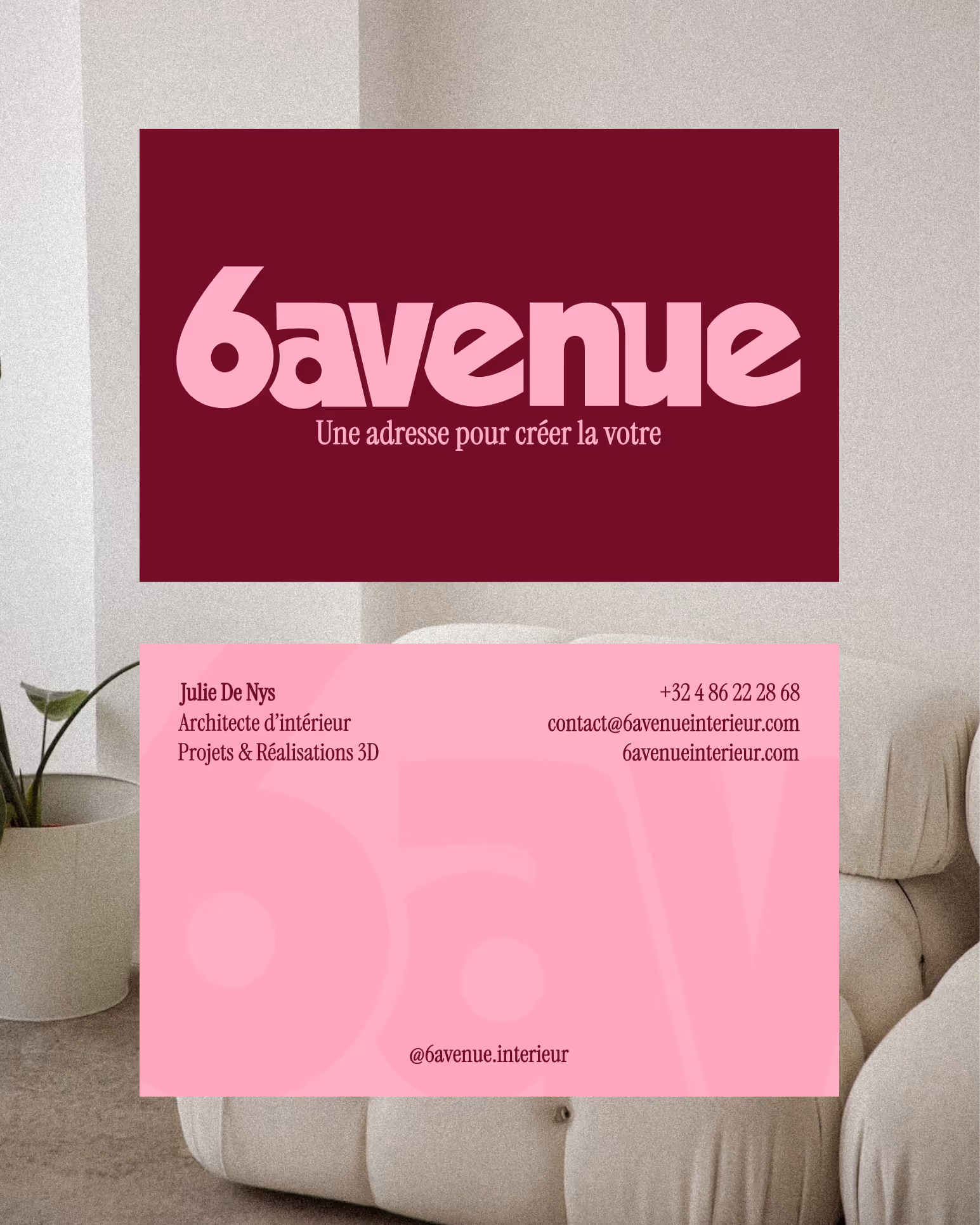 Carte de visite recto verso pour 6 Avenue