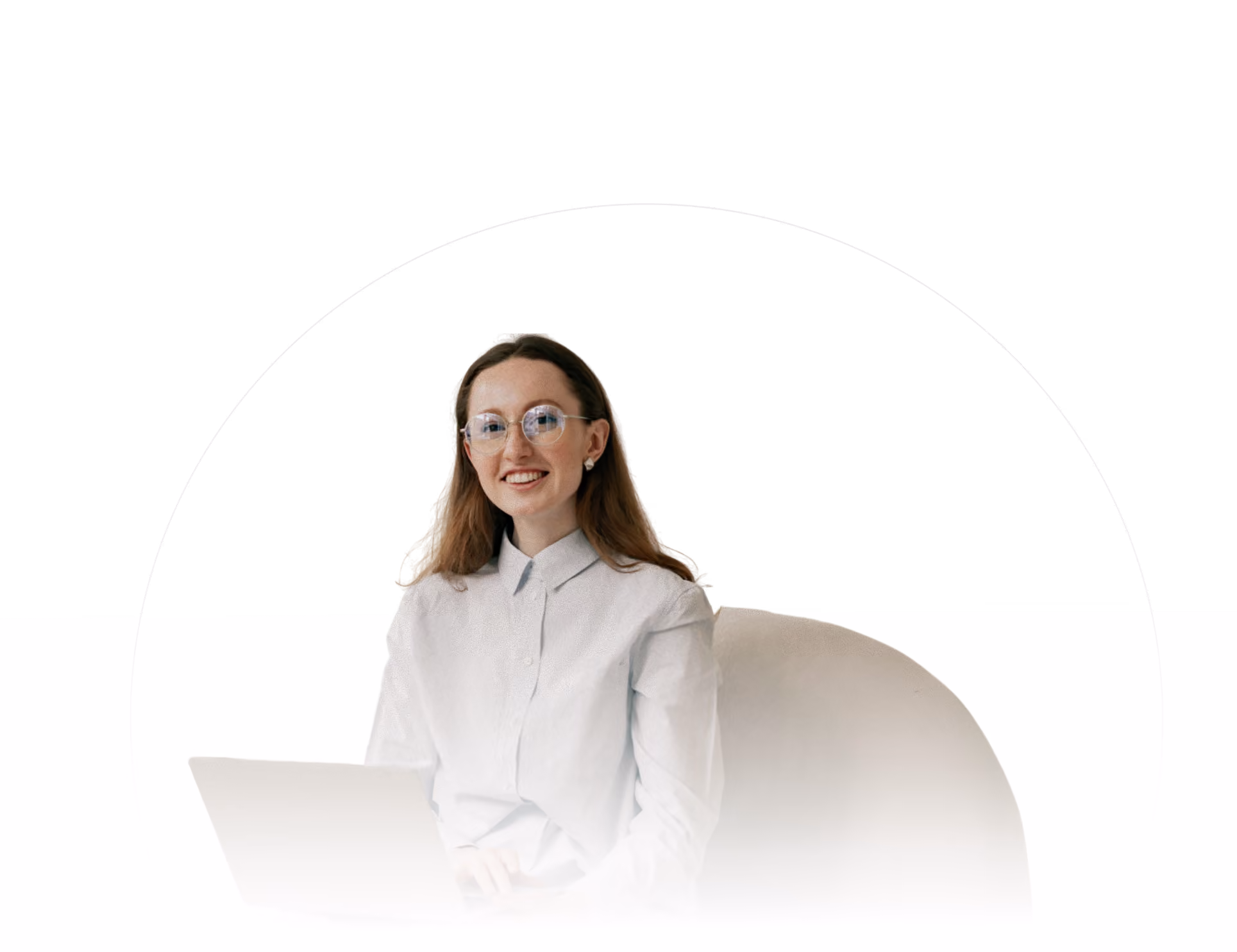 smiley woman with a laptop