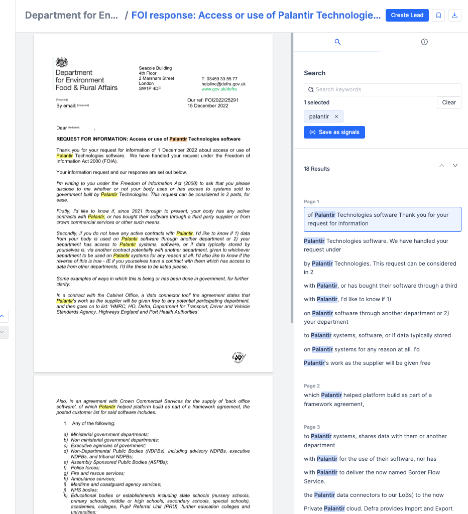 DEFRA ROI response, on Stotles