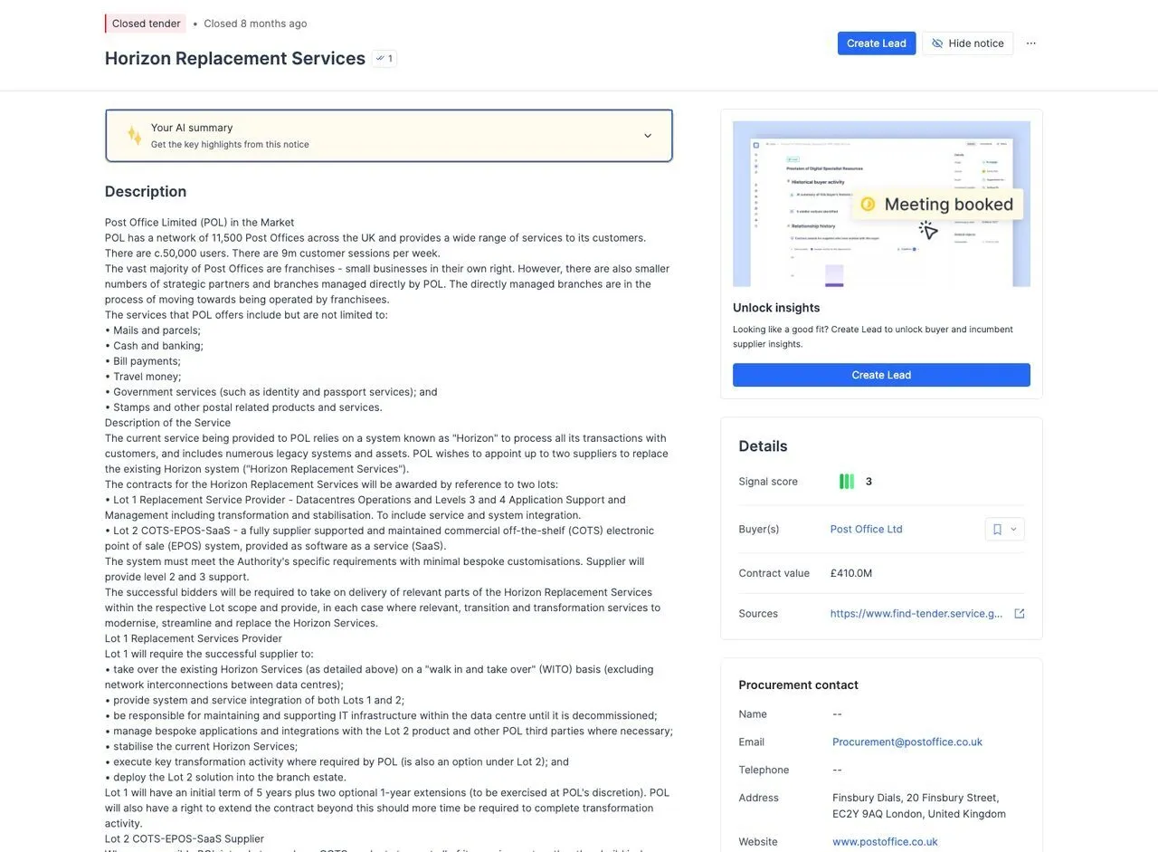Horizon replacement services notice on Stotles