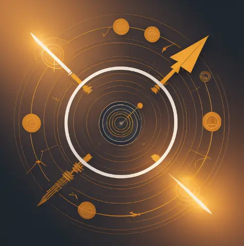 Golden circle with an arrow