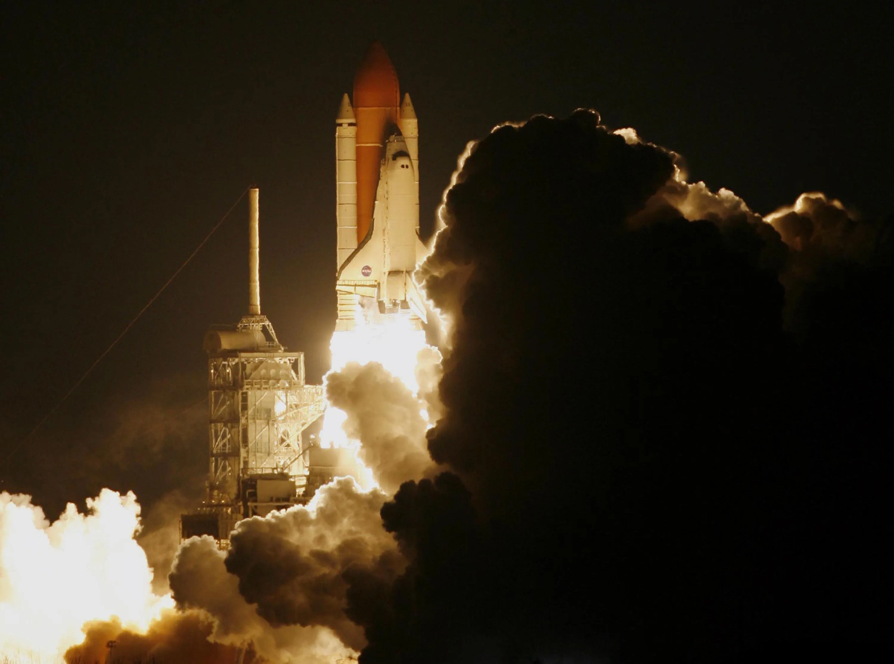 An American space shuttle blasting off