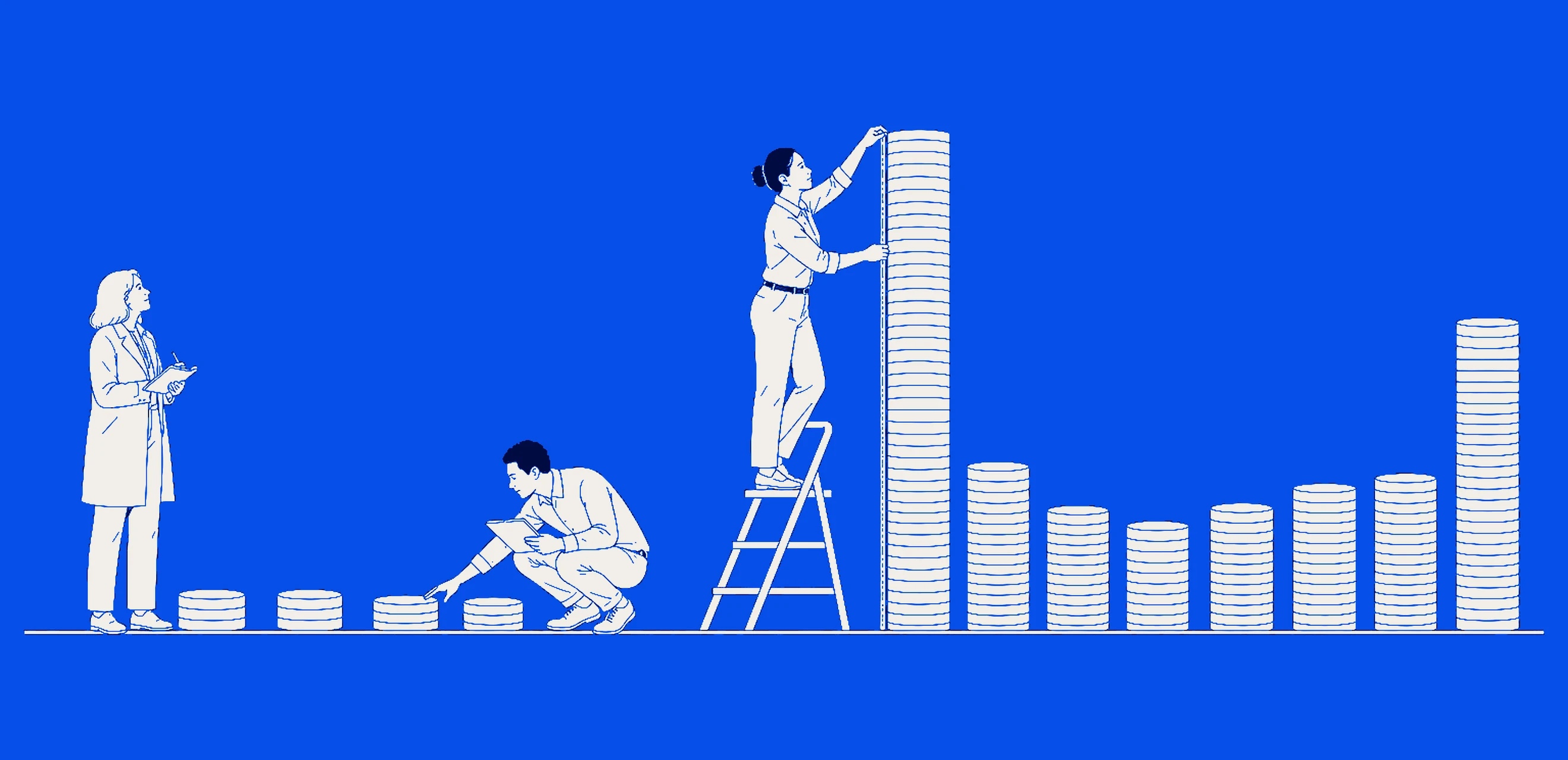 people stacking coints