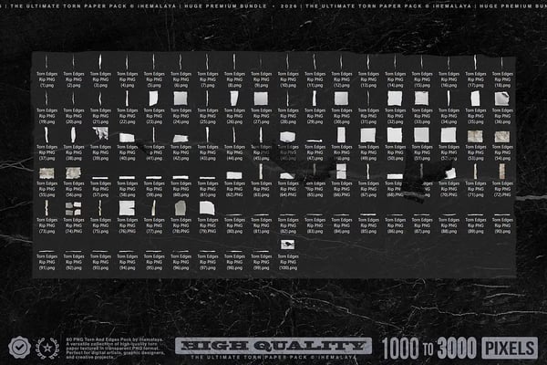 Examples of torn paper textures applied to design projects showing grunge and vintage effects