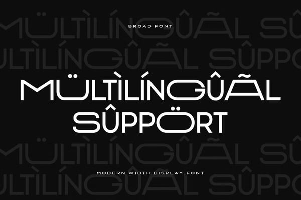 BROAD font demonstration showing various letter combinations and typography examples